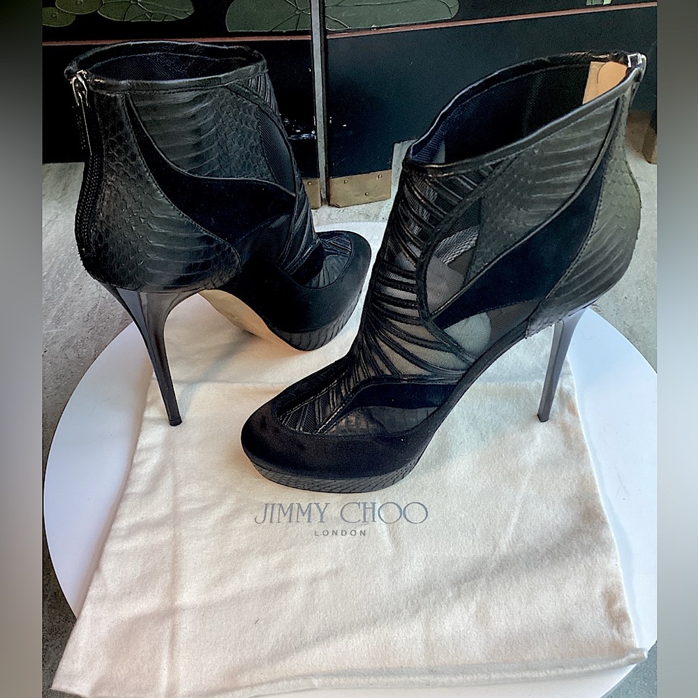 NIB Jimmy Choo Black Faxon Stiletto Ankle Boots - Picture 2 of 14